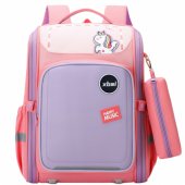 Mokyklinė kuprinė su vienaragio krūtinės dirželiu, pastelinė rožinė, 21 l, 39 cm