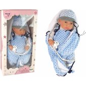 LeanToys Baby doll 46 cm Blue pacifier Star blanket