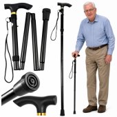 Telescopic Folding Adjustable Aluminum Walking Stick for Seniors Black