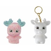 DIY Diamond Creative Kit Pink Reindeer Crystals Sequins 3D Keyring