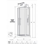 Wave 900x900 mm h=max.2450 mm Matt silver/ Transparent
