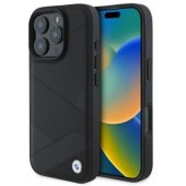Sign Leather Crossing Lines Pattern iPhone 16 Pro Max, juodas