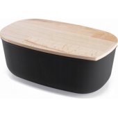 Chlebak Practic CHLEBAK POJEMNIK NA PIECZYWO Z DESKĄ BUKOWĄ CZARNY