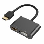 Dual Display 4K HDMI adapter to HDMI + VGA + 3,5 mm