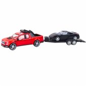 Visureigių rinkinys: raudonas vilkikas ir juodas sportinis automobilis, 59 cm