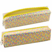 School Pencil Case Organizer Mermaid Scales Pattern Large Yellow Zippe