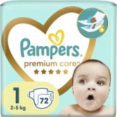 Premium Care Nappies, Size 1, 2-5kg, 72pcs