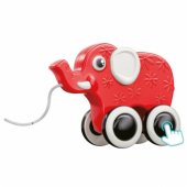 Elephant Pull Toy On A String Squeaker Eco Red