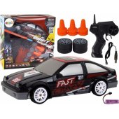 Remote Controlled Sports Car R/ C 1:24 Black Replaceable Wheels