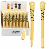 Cat Paw Gel Pen Blue Ink Cap Stripes Yellow 16.5cm