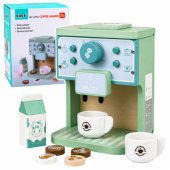 Wooden Set of Coffee Maker, Cups, Milk, Accessories for Children