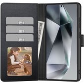 Dėklas su pinigine Motorola Moto G15 / G15 Power, matinė juoda
