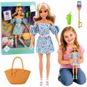 Anlily Fashion Doll in Blue Floral Dress, Bag, and Accessories Set