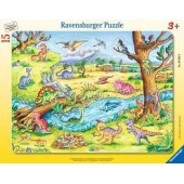 _6820916 Ravensburger rėminė dėlionė, 15 dalių, maži dinozaurai