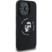 Liquid Silicone Karl and Choupette MagSafe iPhone 16 Pro, juodas