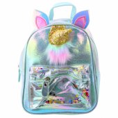 Vaikiška kuprinė su judančiais konfeti ir vienaragio ragu, mėlyna, 25 cm, 4,5 l