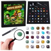 Set of Mineral Stones Natural Crystals Collection Magnifying Glass Pen