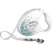 Flexi dog leash Glam Splash Leaf white 5m