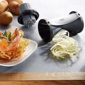 GEFU Spirelli 2.0 rankinė pjaustyklė, juoda, sidabrinė, plastikas, nerūdijantysis plienas