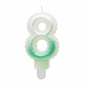 Žvakės dekoracija Number 8 (7cm), balta/ žalia ombre