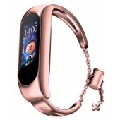 Xiaomi Mi Band 3/ 4/ 5/ 6 rožinė metalinė apyrankė
