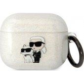 3D Logo NFT Karl and Choupette TPU Glitter Case for Airpods 3 White