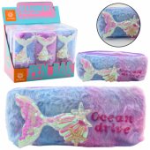 Pliušinis penalas su undinėlės uodegos žvyneliais, violetinis ir mėlynas