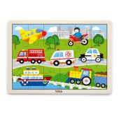 Viga Viga 51462 Puzzle na podkładce 24 elementy - pojazdy w mieście