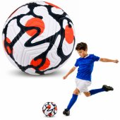 Treniruočių futbolo kamuolys žolės aikštelei, baltas ir oranžinis, 22 cm, dydis 5