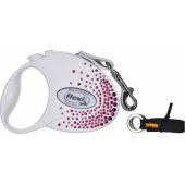Flexi FLEXI Smycz Glam Splash Pink, S TAŚMA 3m, biała