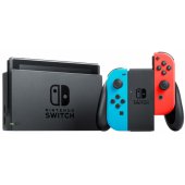 Switch su neoniniu raudonu ir mėlynu Joy-Con