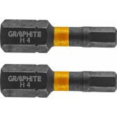 Graphite atsuktuvo antgalis (smūginiai HEX4 x 25 mm antgaliai, 2 vnt.)