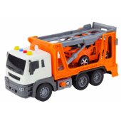 Daugiafunkcis vilkikas su šviesomis ir garsais 1:16 oranžinis automobilis