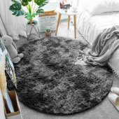 Round Ombre Shaggy 80x80 Ombre Grey