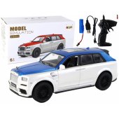 Nuotoliniu būdu valdomas automobilis, mastelis 1:20, baltas ir mėlynas