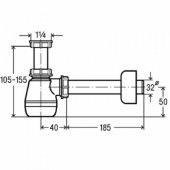 Bidet bottle trap without waste 1 1/ 4"x32, white
