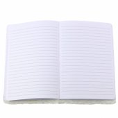 Plush Notebook Lined With Bird Silver Glitter White