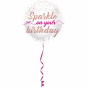 Folinis balionas „Sparkle on your birthday” 45cm