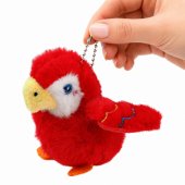 Plush Bird Parrot Mascot on a Keychain with a Pendant Red 9 cm
