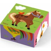 Viga medinė dėlionė „Ūkis“ Viga Toys, 4 kaladėlės