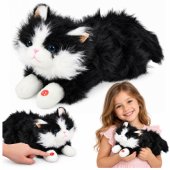 Black and White Plush Kitten Cuddly Toy with Meowing Sounds 40cm