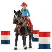 Schleich Farm World Barrel Racing with Cowgirl, play figure