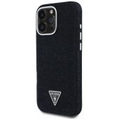 Denim dėklas su trikampiu logotipu ir „MagSafe“, skirtas iPhone 16 Pro, juodas