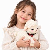 Plush Lamb Cuddly Toy with Decoration – White, 30 cm