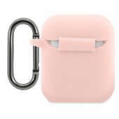 Liquid Silicone Glossy Printing Logo Case for Airpods 1/ 2 Pink