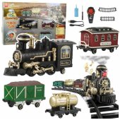Elektrinis traukinys Classic RC Train, šviesos, garsai, dūmai, 206 cm, 24 vnt.