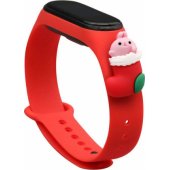 Strap Xmas Xiaomi Mi Band 3 / 4 kojinė su triušiu – raudona
