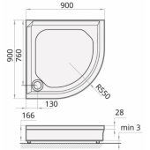 Classic 900x900 mm r=550 White