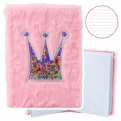 Plush Notebook Notebook Lined Crown with Confetti Pink A5 80 Sheets