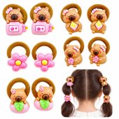 Capybara Hair Bands Pink Elements Set of 10 Rubber Bands